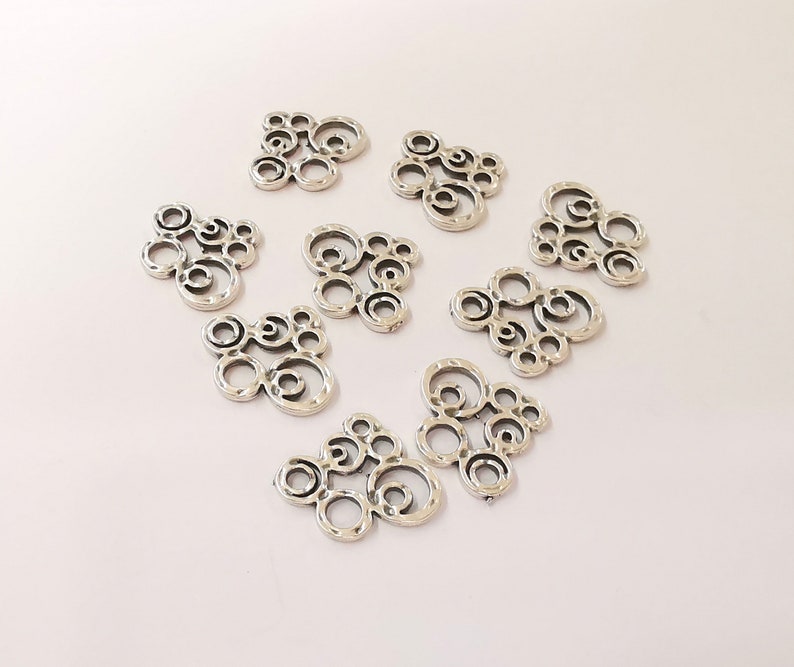 10 Antique Silver Charms Connector , Antique Silver Plated Charms (20x17mm) G24771