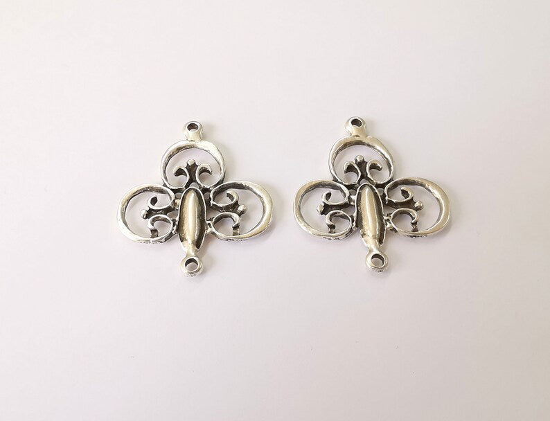 2 Dangle Charms Ethnic Tribal Rustic Charms Antique Silver Plated Charms (41x34mm) G24755