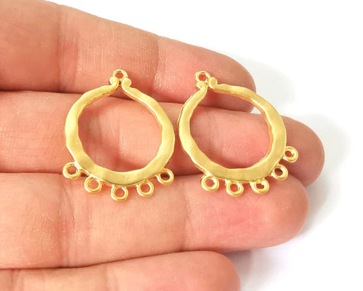 2 Hammered connector charms Gold plated charms (32x24mm) G24809