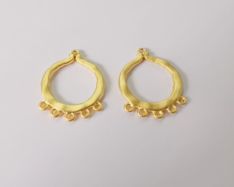 2 Hammered connector charms Gold plated charms (32x24mm) G24809