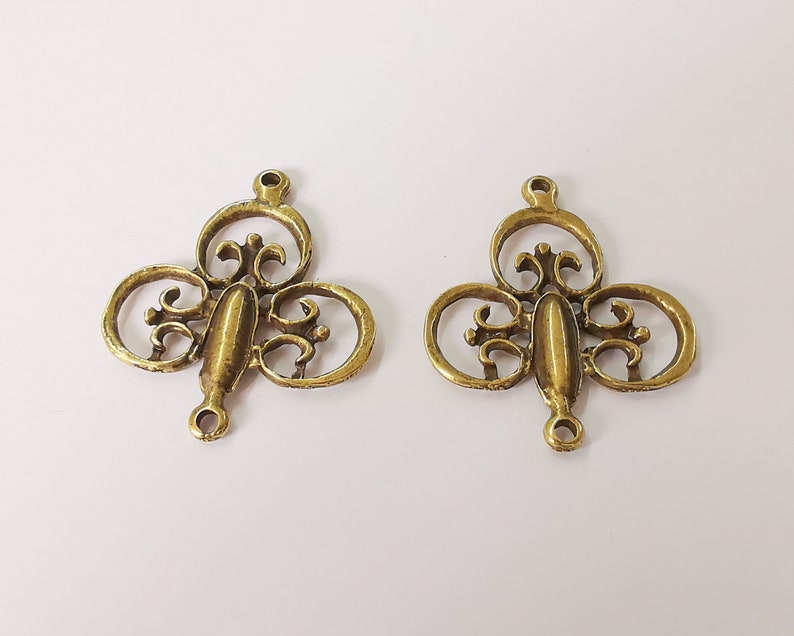 2 Antique bronze connector charms Antique bronze plated charms (42x35mm) G24815