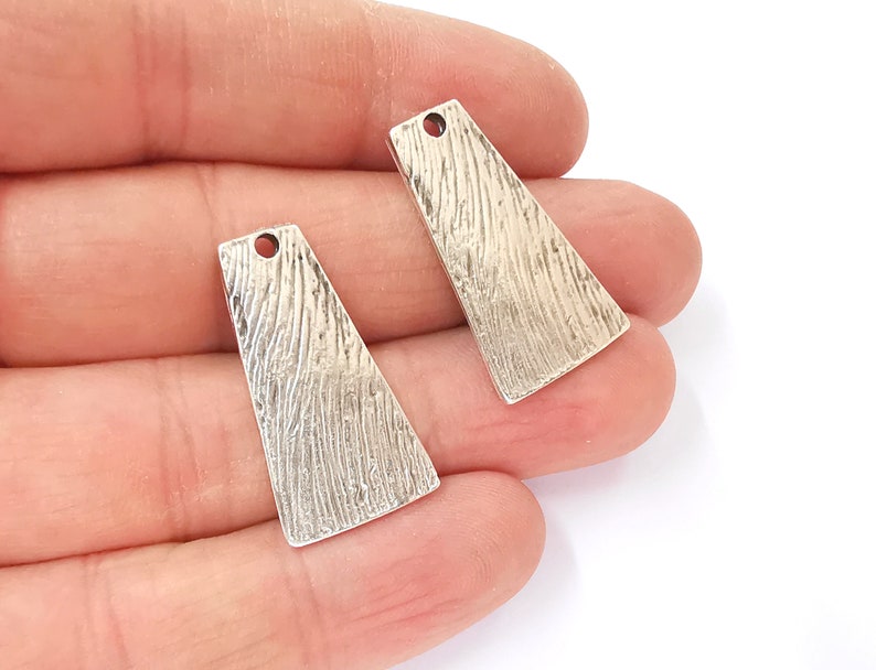 2 Trapezoid Shape Charms Antique Silver Plated Charms (30x17mm) G24768