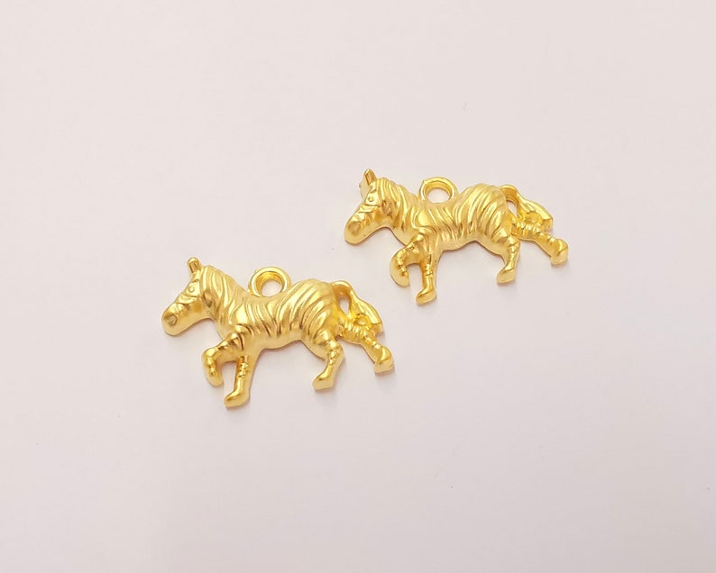2 Zebra Charms Gold Plated Charms (30x20mm) G24841