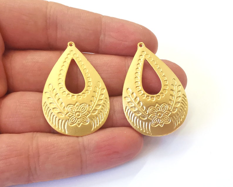 Drop Flower Charms Gold Plated Charms (42x28mm) G24881