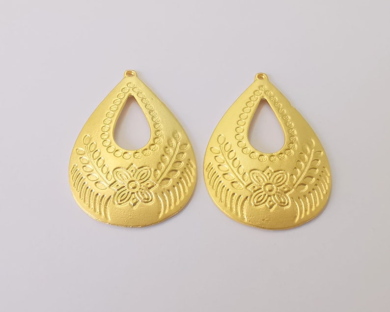 Drop Flower Charms Gold Plated Charms (42x28mm) G24881