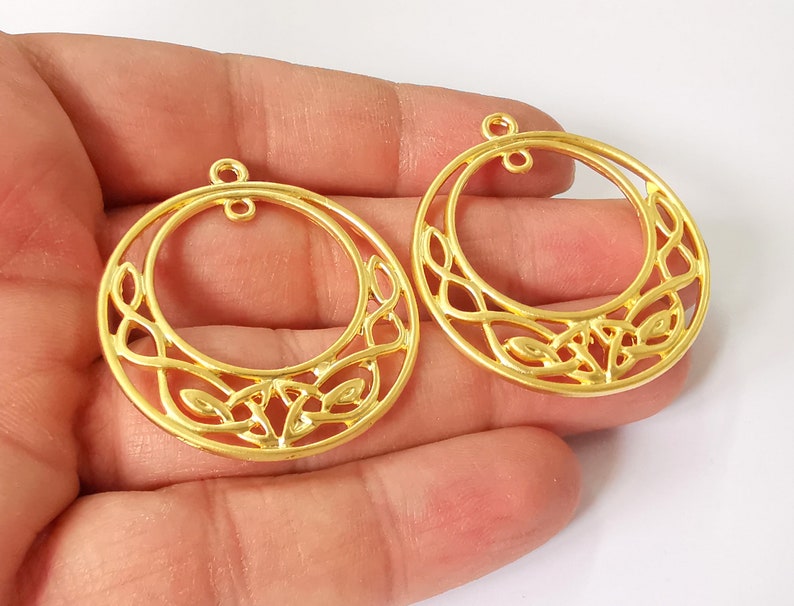 2 Gold Connector Charms Gold Plated Charms (43x39mm) G24910