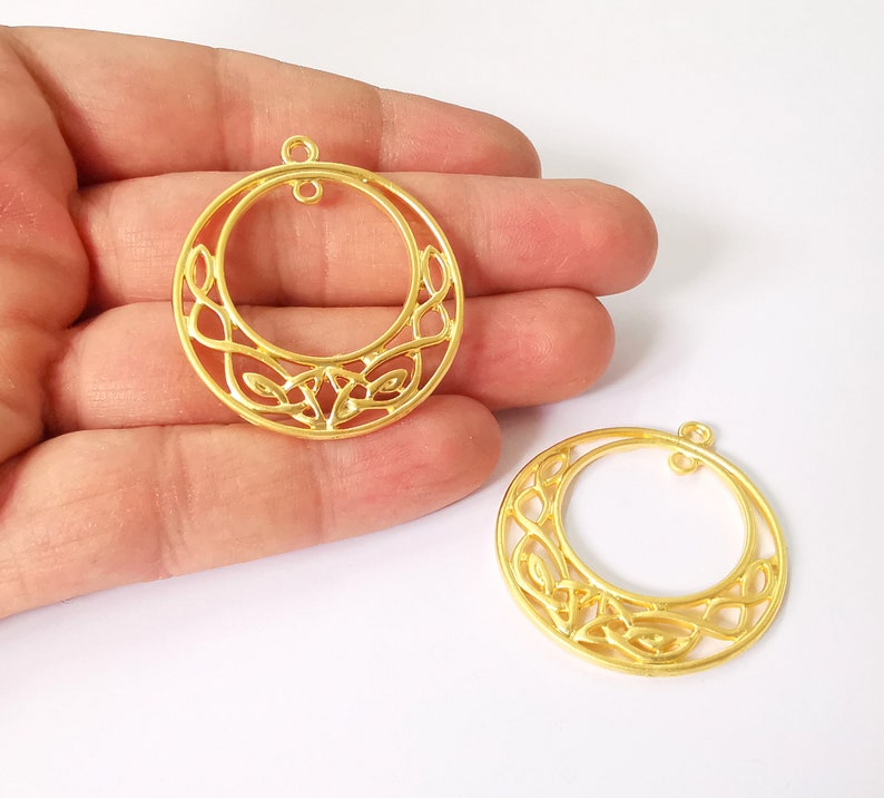 2 Gold Connector Charms Gold Plated Charms (43x39mm) G24910