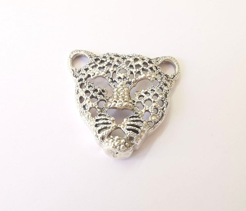 Tiger Pendant Antique Silver Plated Pendant (50x49mm) G24932
