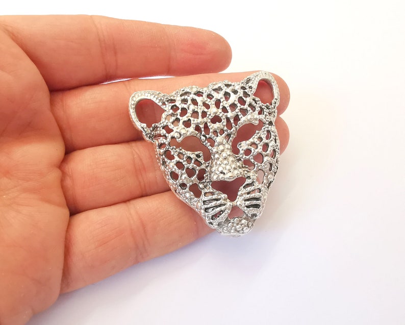 Tiger Pendant Antique Silver Plated Pendant (50x49mm) G24932