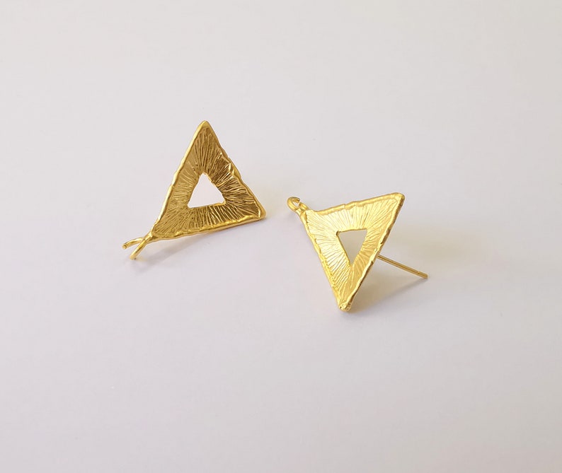 Triangle Earring Stud Base Gold Plated Brass Earring 1 pair (25x21mm) G24967