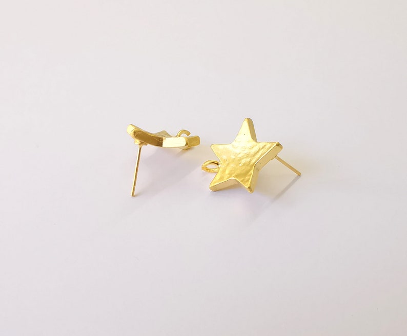 Star Earring Stud Base Gold Plated Brass Earring 1 pair (21x17mm) G24968