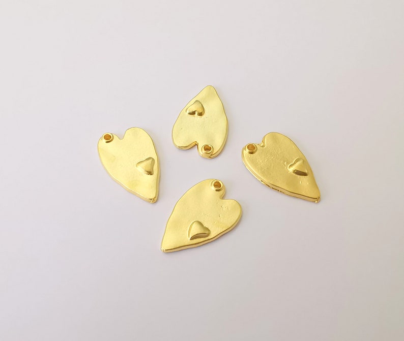 4 Heart Charms Gold Plated Charms (24x15mm) G24979