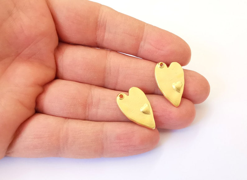 4 Heart Charms Gold Plated Charms (24x15mm) G24979