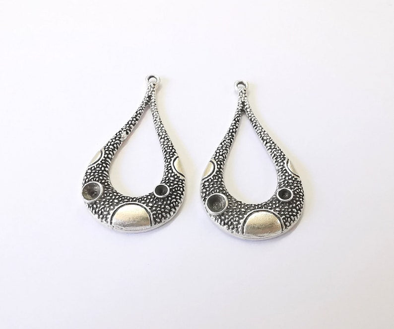 2 Teardrop Dangle Charms Antique Silver Plated Charms (49x27mm) G25000