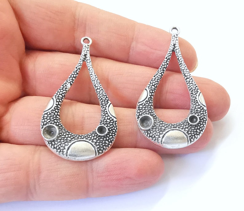 2 Teardrop Dangle Charms Antique Silver Plated Charms (49x27mm) G25000