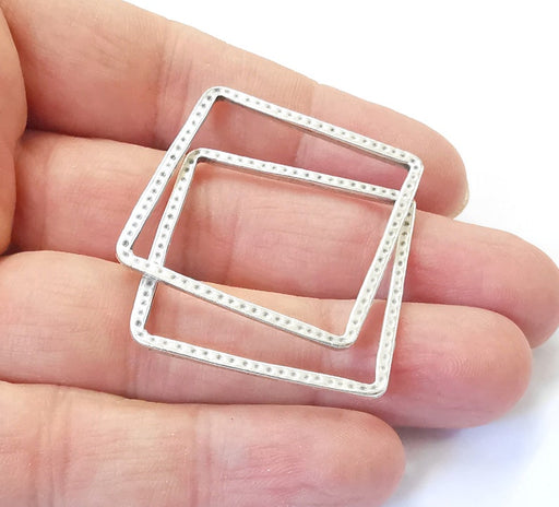 4 Square Connector Findings Antique Silver Plated Geometric Findings (34mm) G25012