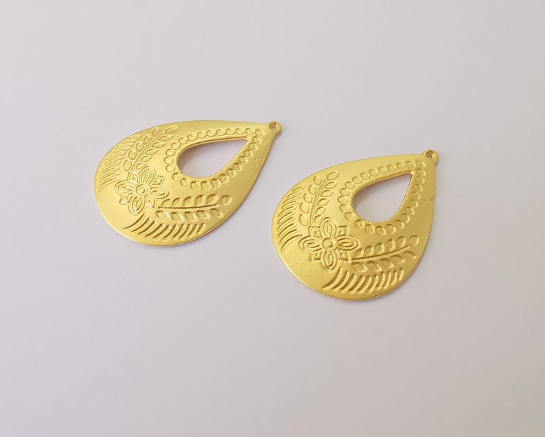 Drop Flower Charms Gold Plated Charms (42x28mm) G24881