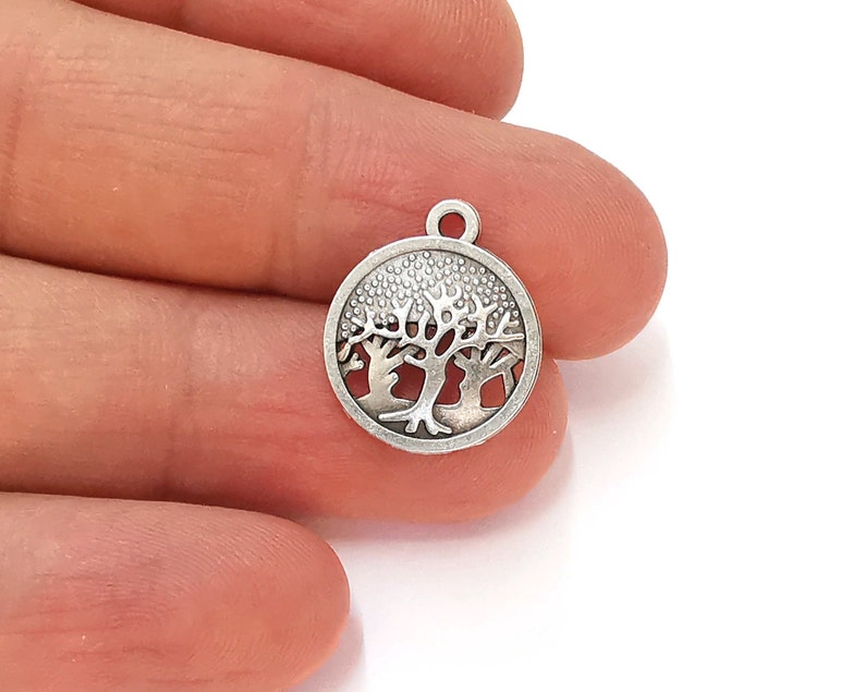 10 Trees charms Antique silver plated charms (19x16mm) G25090