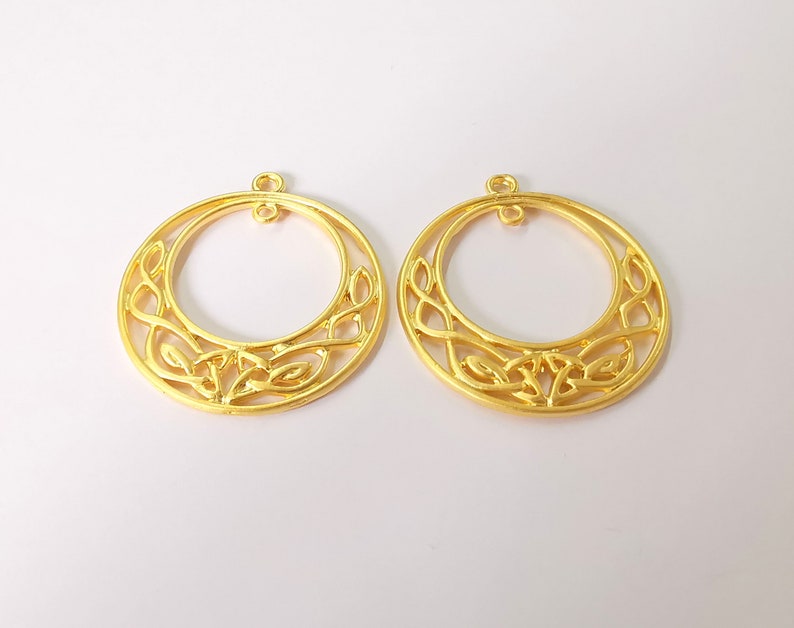 2 Gold Connector Charms Gold Plated Charms (43x39mm) G24910