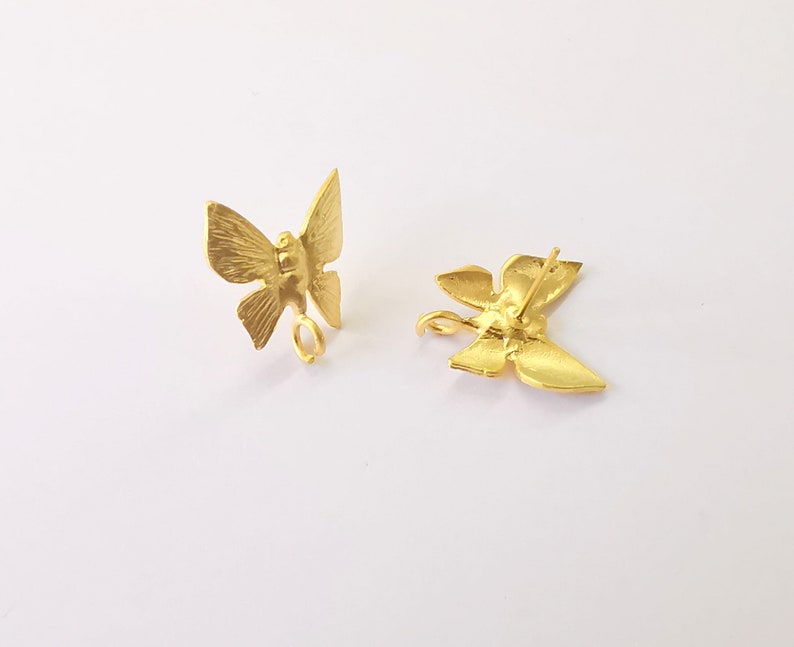 Butterfly Earring Stud Base Gold Plated Brass Earring 1 pair (18x17mm) G24911