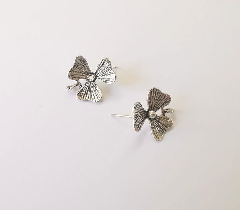 Leaves Earring Stud Base Earring Posts Antique Silver Plated Brass Earring 1 pair (21x18mm) G24919