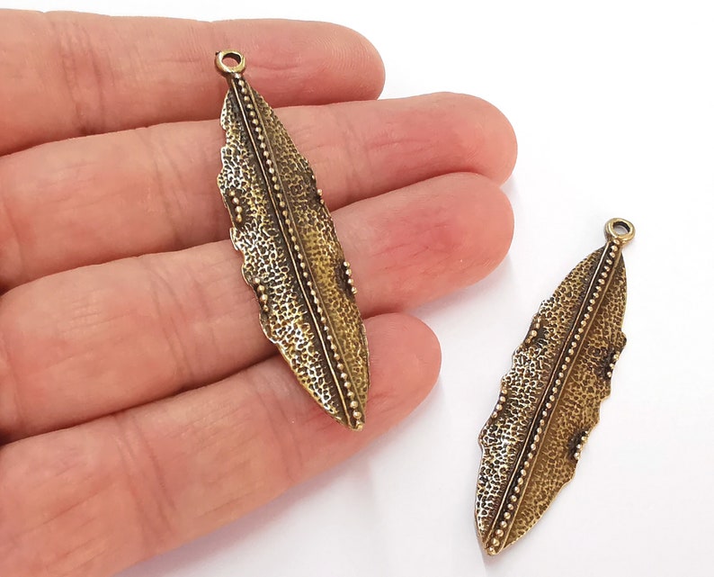 2 Dangle charms Antique bronze plated charms (59x15mm) G25035