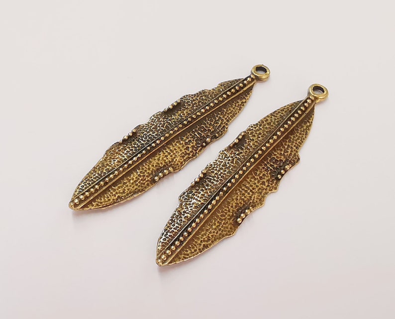 2 Dangle charms Antique bronze plated charms (59x15mm) G25035
