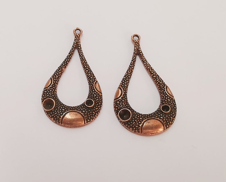2 Drop charms Antique copper plated charms (49x27mm) G25038