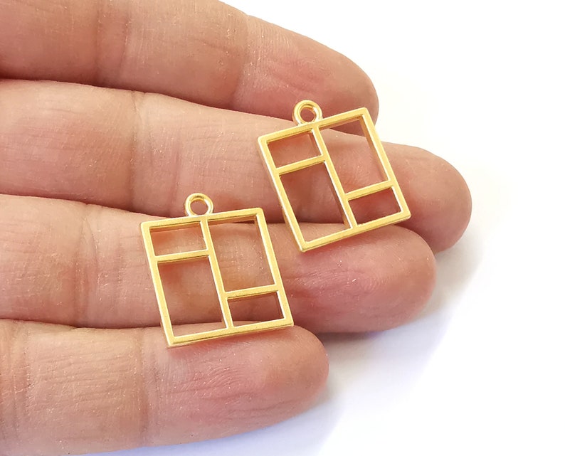 2 Square charms Gold plated charms (22x19mm) G25055