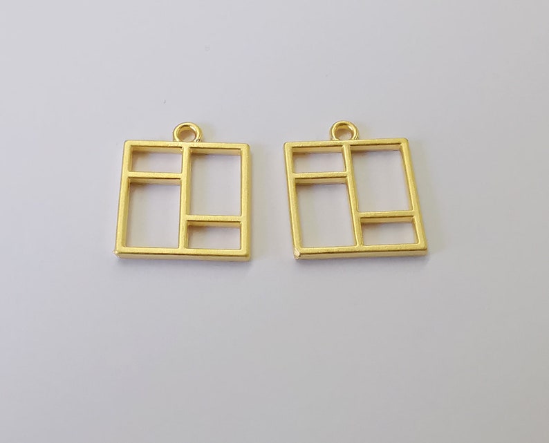 2 Square charms Gold plated charms (22x19mm) G25055