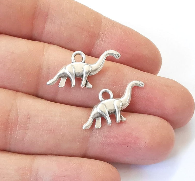 10 Dinosaur Charm Antique Silver Plated Charms (26x12mm) G24948