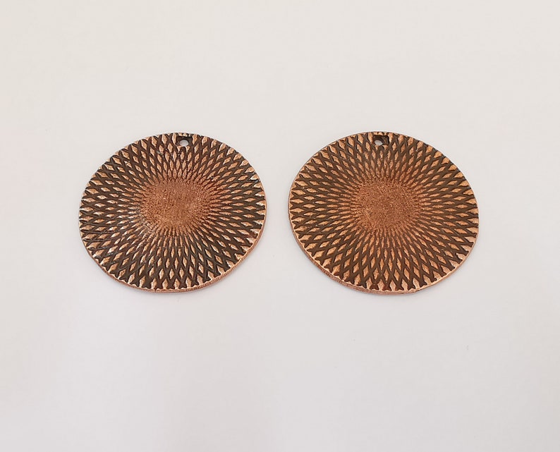 2 Ethnic circle charms Antique copper plated charms (38mm) G25100