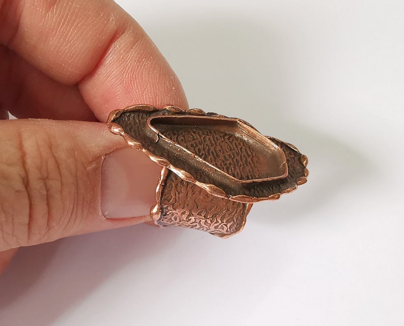 Copper ring settings inlay ring blank mosaic bezel base Cabochon Mountings Antique Copper Plated Brass ( 26x18 mm blank) G25103