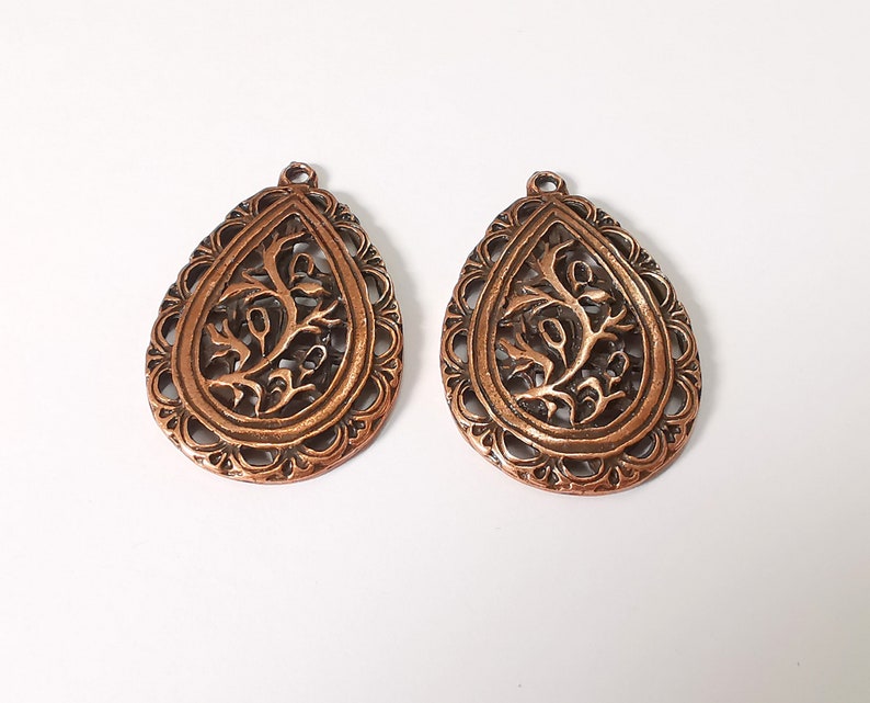 2 Drop branch charms Antique copper plated charms (43x29mm) G25104