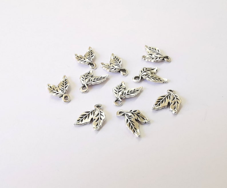 20 Leaves Charms Antique Silver Plated Charms (13x9mm) G24955