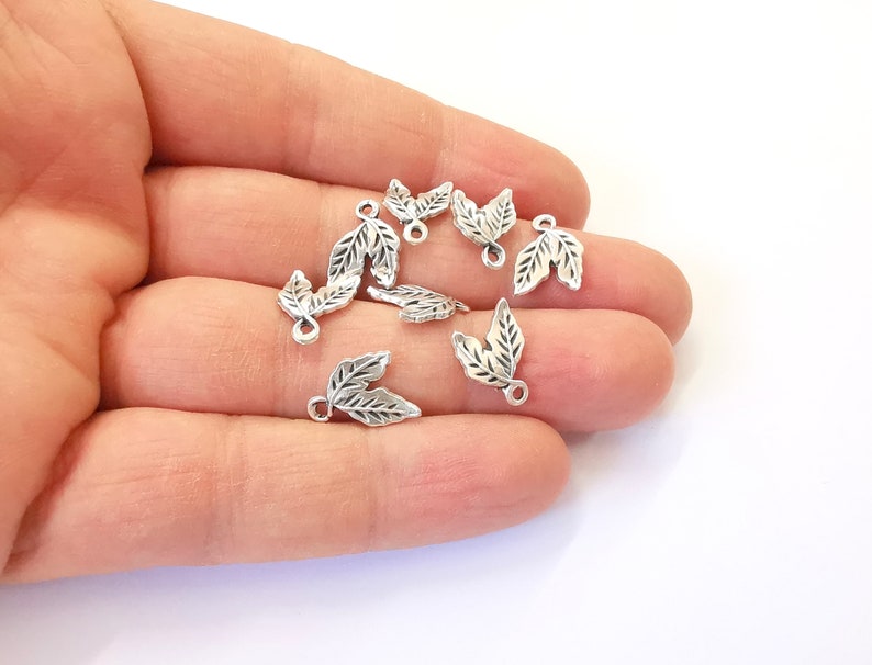 20 Leaves Charms Antique Silver Plated Charms (13x9mm) G24955