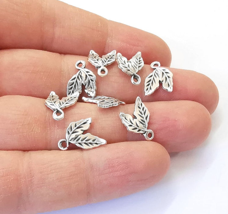 20 Leaves Charms Antique Silver Plated Charms (13x9mm) G24955