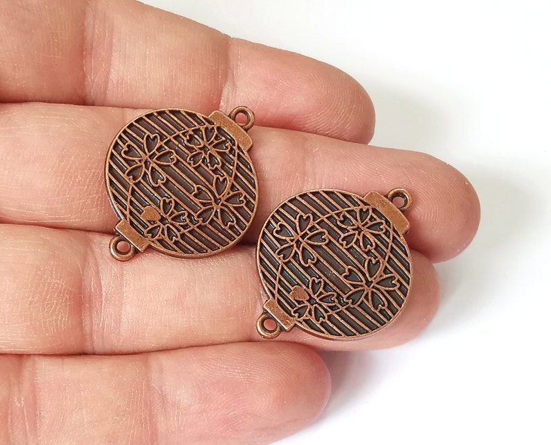 4 Flower connector charms Antique copper plated charms (31x25mm) G25106