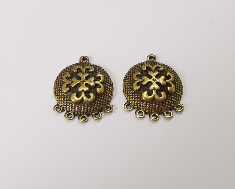 2 Dome round connector charms Antique bronze plated charms (29x22mm) G25117