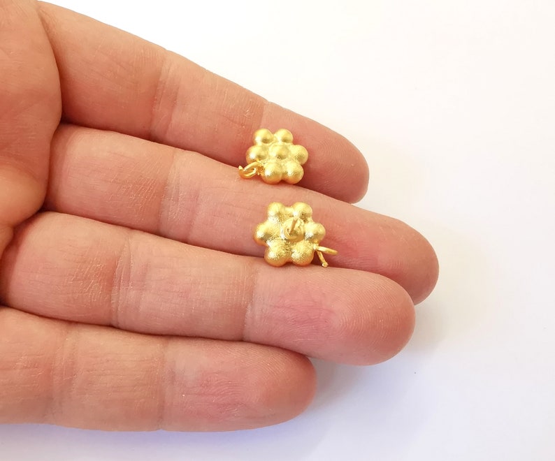 Flower Earring Stud Base Gold Plated Brass Earring 1 pair (16x13mm) G24970