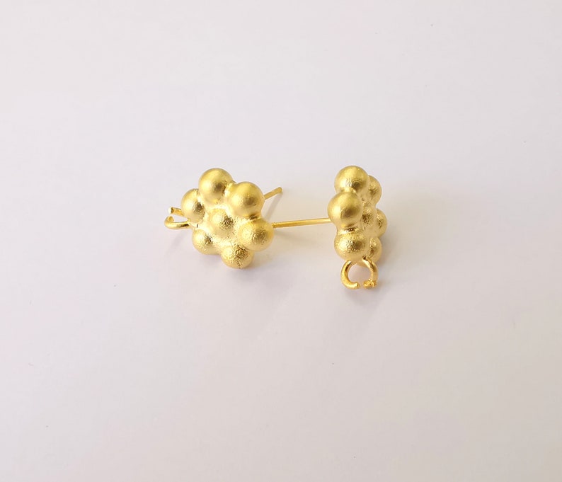 Flower Earring Stud Base Gold Plated Brass Earring 1 pair (16x13mm) G24970