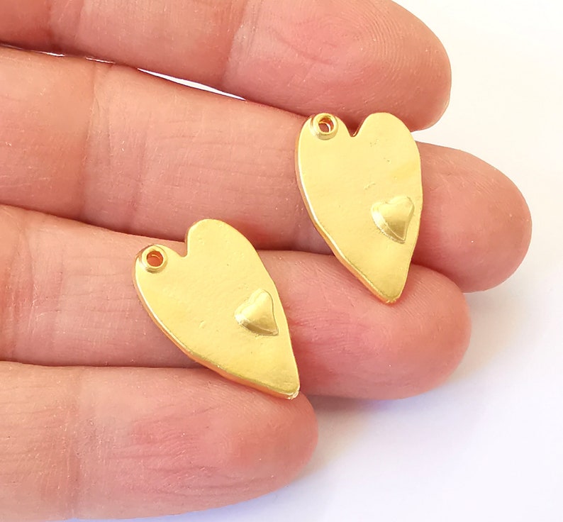 4 Heart Charms Gold Plated Charms (24x15mm) G24979