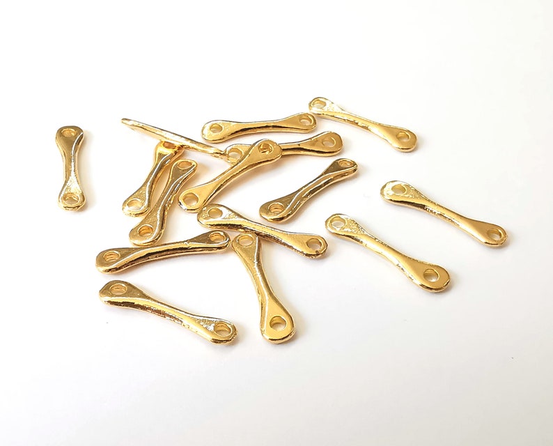 10 Shiny Gold bar connector charms findings Shiny Gold Plated findings (20x5mm) G25135