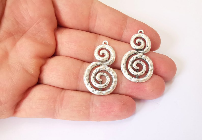 2 Swirl Charms Antique Silver Plated Charms (35x21mm) G25146