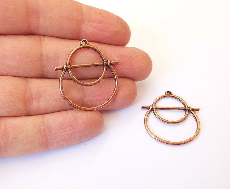 2 Dangle Charms Antique Copper Plated Charms (33x31mm) G24980