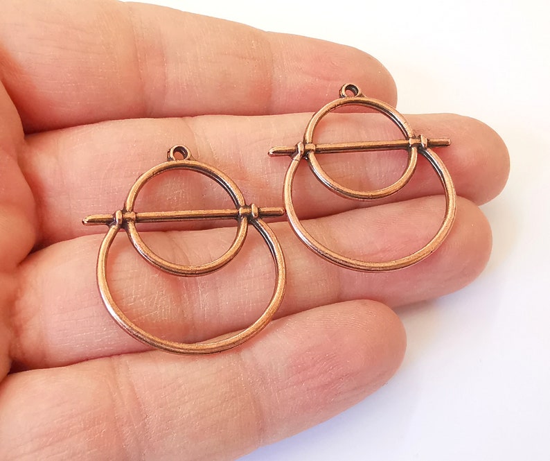 2 Dangle Charms Antique Copper Plated Charms (33x31mm) G24980
