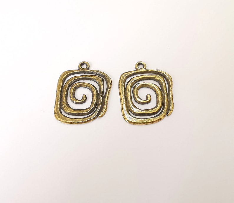 2 Swirl Charms Antique Bronze Plated Charms (34x26mm) G25149