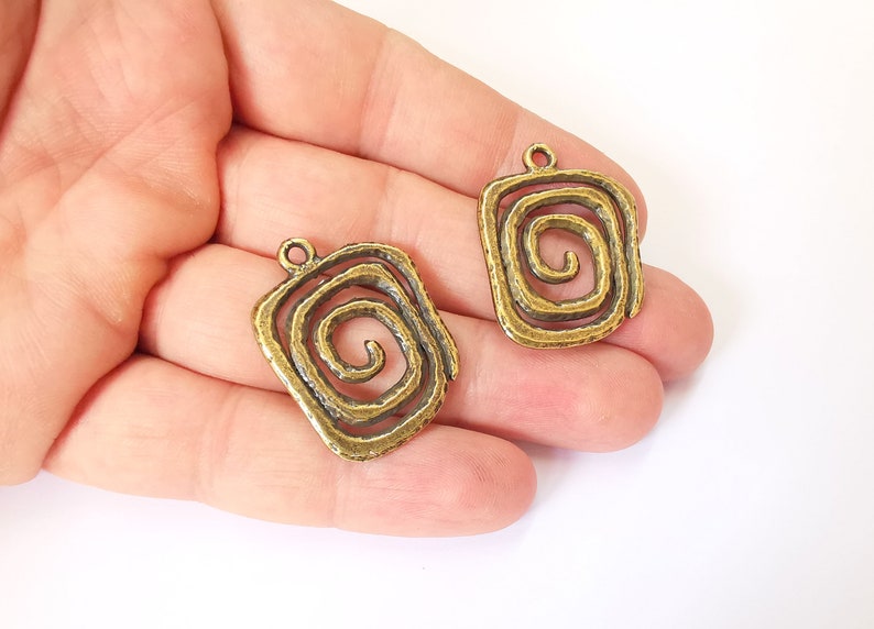 2 Swirl Charms Antique Bronze Plated Charms (34x26mm) G25149