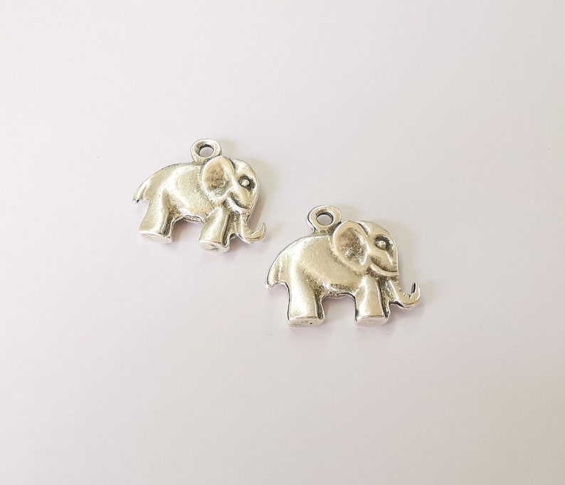 2 Elephant Charm Silver Charms Antique Silver Plated Metal (28x25mm) G25154