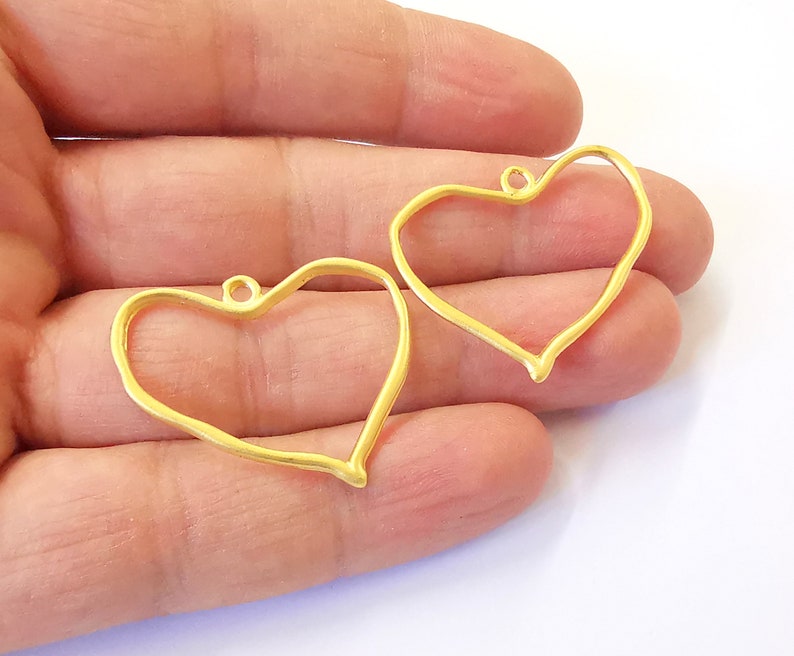 2 Heart Charm Gold Plated Charm (33x27mm) G24995